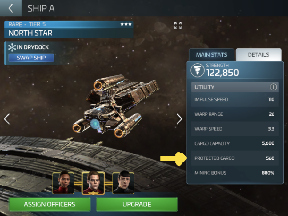 Protected Cargo Details As seen from the Manage Ship page - Under Details tab